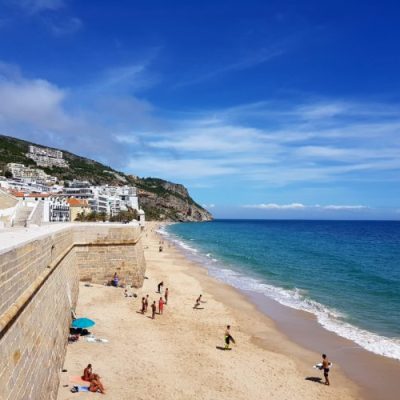 a group of people on a beach