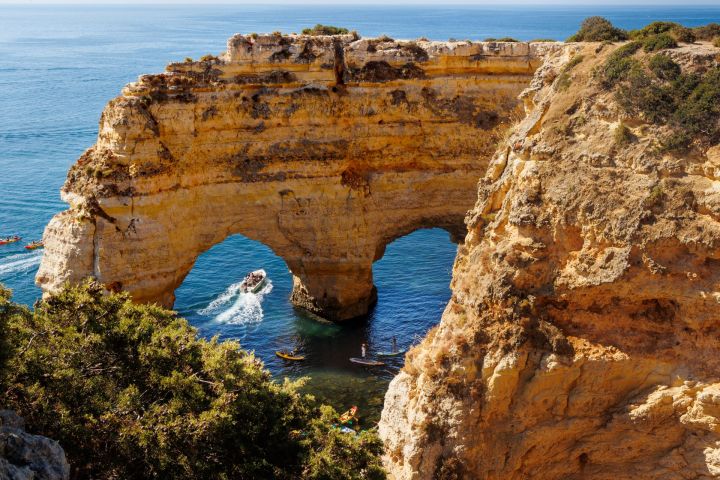 Natural rock arch near Benagil in the Algarve