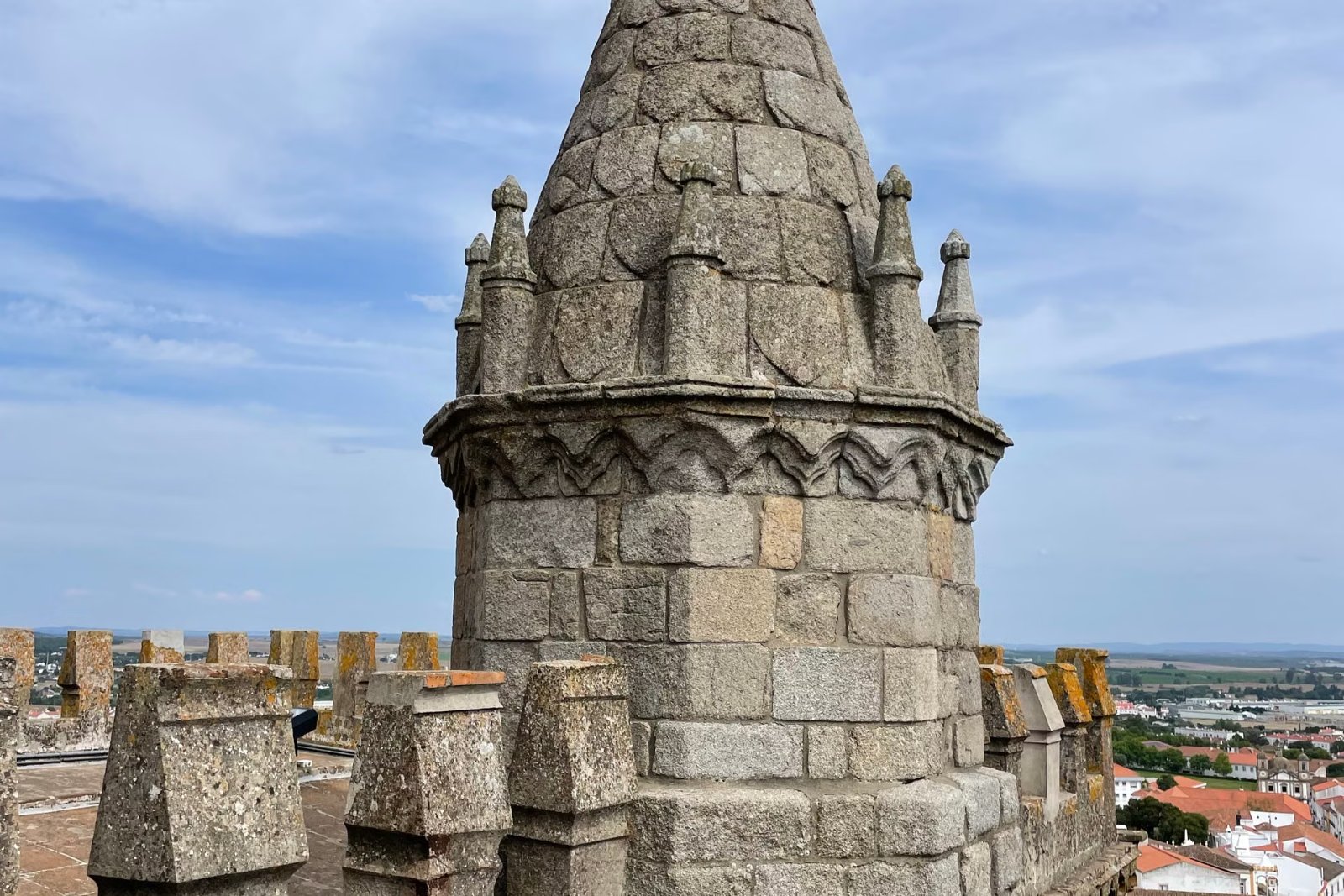 Tower of Évora Cathedral seen from the rooftop terrace