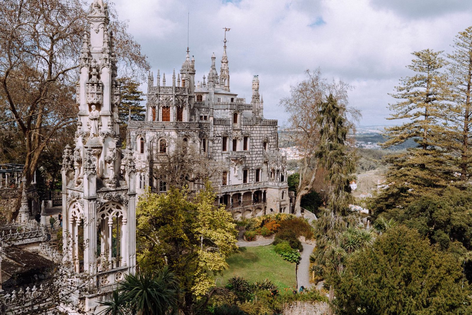 Quinta da Regaleira palace and gardens in Sintra seen from above